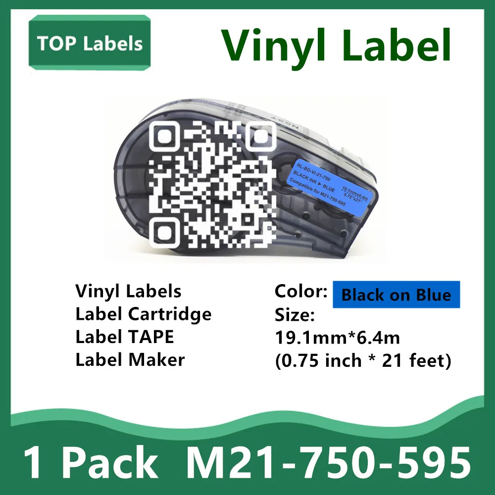 

1Pack Label Tape M21-750-595 Ribbon Vinyl Labels Cartridge White on Blue BMP21-PLUS BMP21 LAB Laboratory,Equipment Labeling