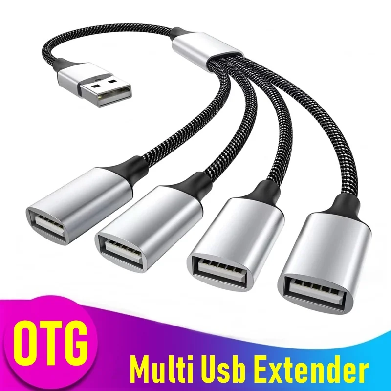 USB Type C Hub Extensions 4 Port USB Cable Splitter OTG High