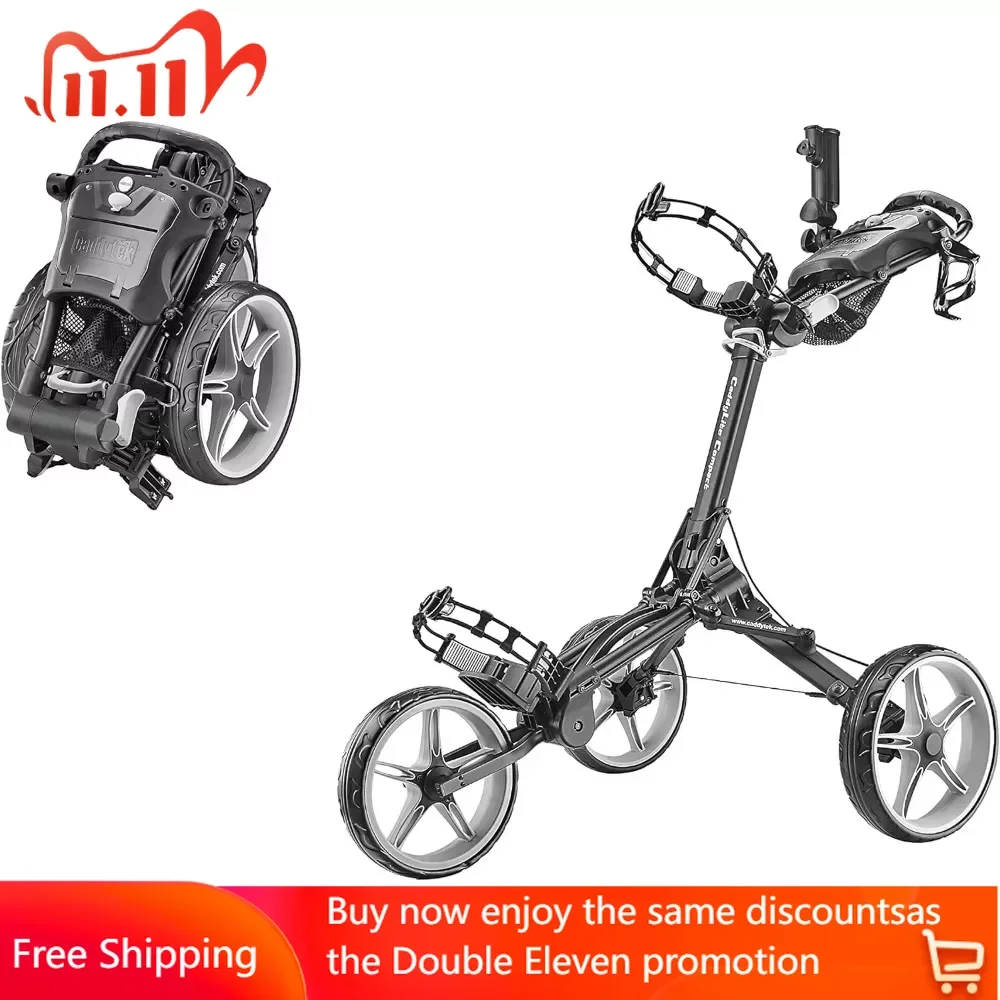 

Compact Semi-Auto Folding and Unfolding Golf Push Cart Black Free Shipping Trolley