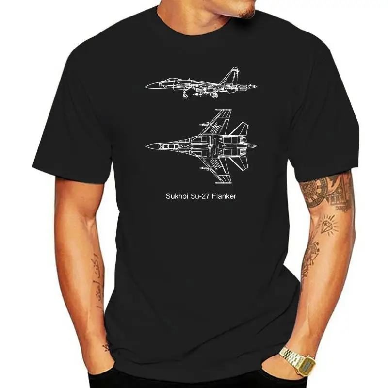 

Quality Tops Hipster Tees Military T-Shirt Russian Plane Fighter - Sukhoi Su 27 Flanker Blueprint F16 F22Custom T Shirt Printing