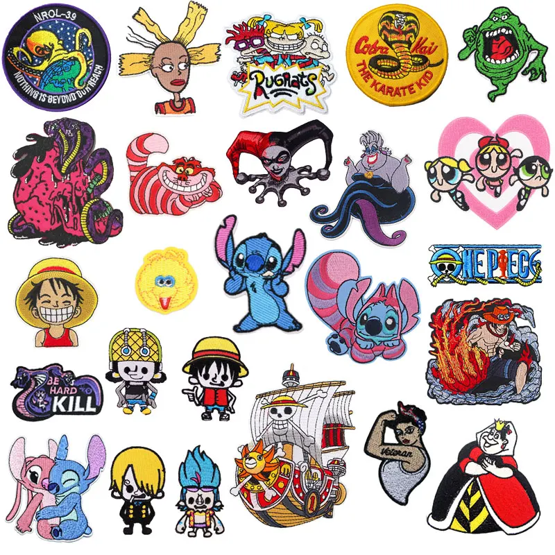 

Cute Animal Stitch Patch Iron Embroidery Clothes Cartoon Anime Patch Kids Clothes Decal Sticker T-Shirt Cobra Kai Patches