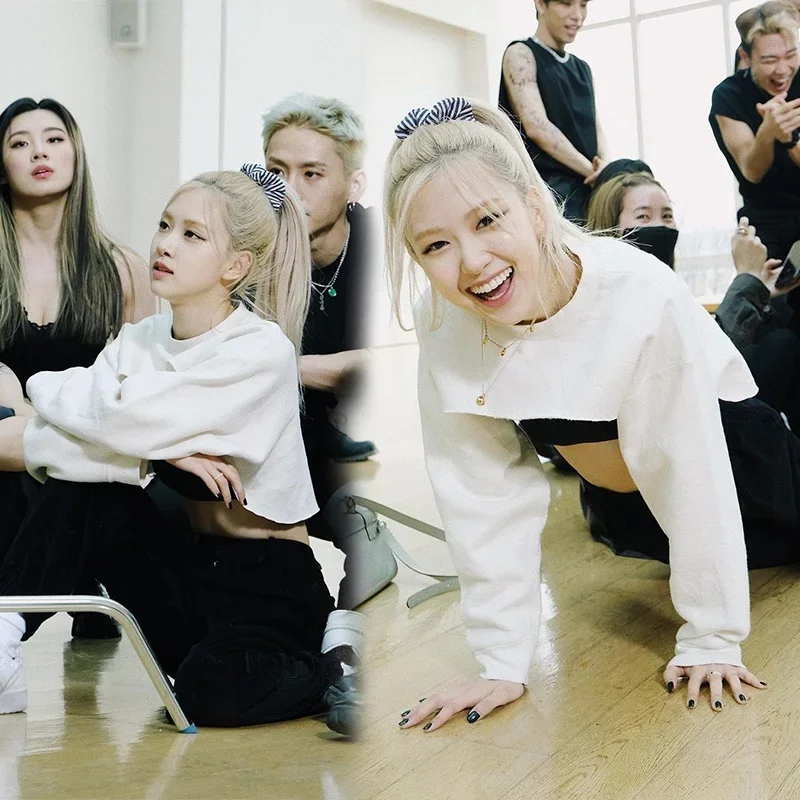 Kpop корейская певица концертный джазовый танец белые короткие толстовки