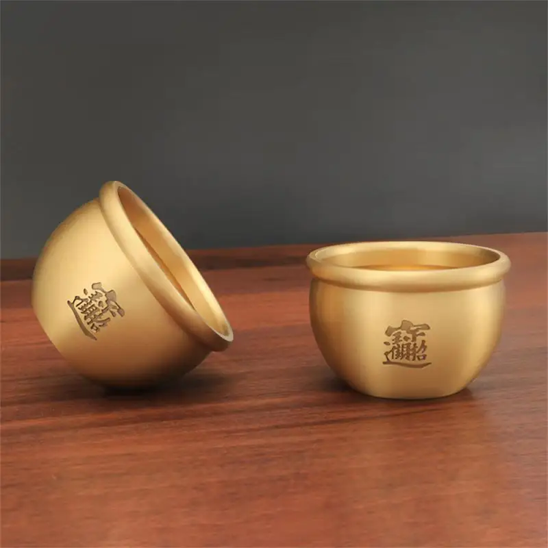 

Bowl-type Brass Ashtray Small Water Cylinder Shape Treasure Basin Home Office Desktop Ashtray Burner Container Mini Bowl
