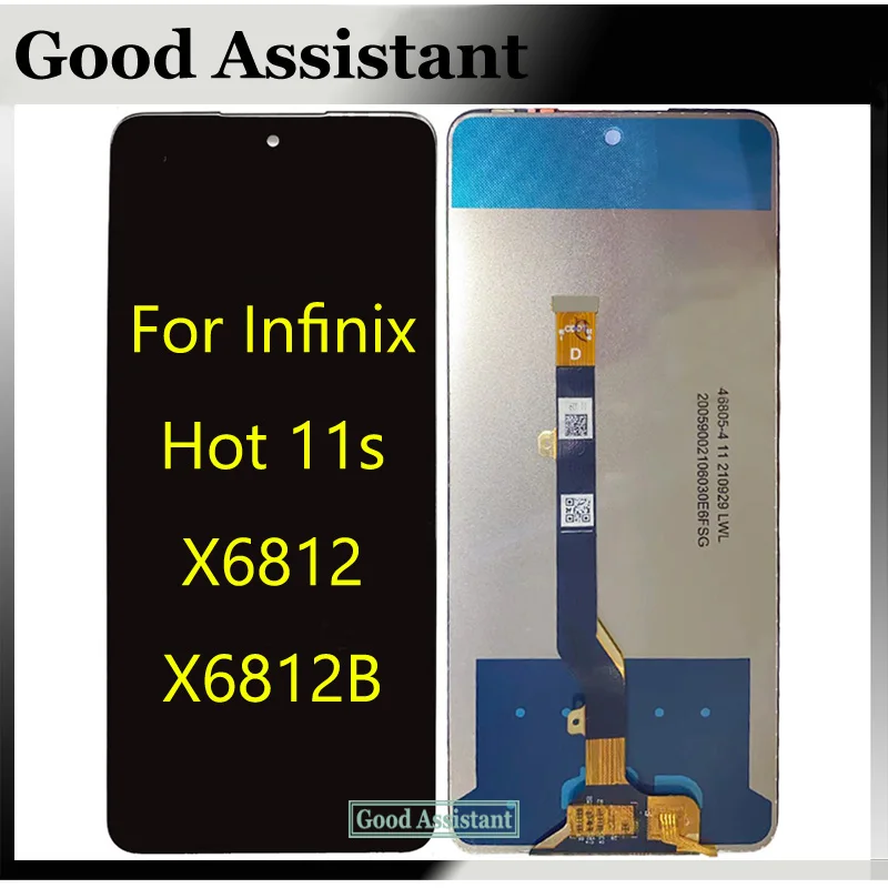 Черный дисплей 6 78 дюйма Новинка для Infinix Hot 11s X6812 X6812B ЖК-дисплей детали замены