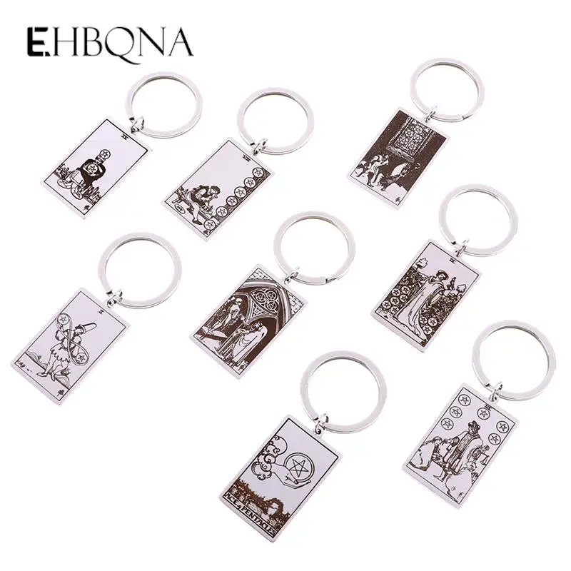 

The Major Arcana Pendant Keychain First Set Of Cards In The Tarot Oraculo Card Vintage Key Ring Stainless Steel Jewelry