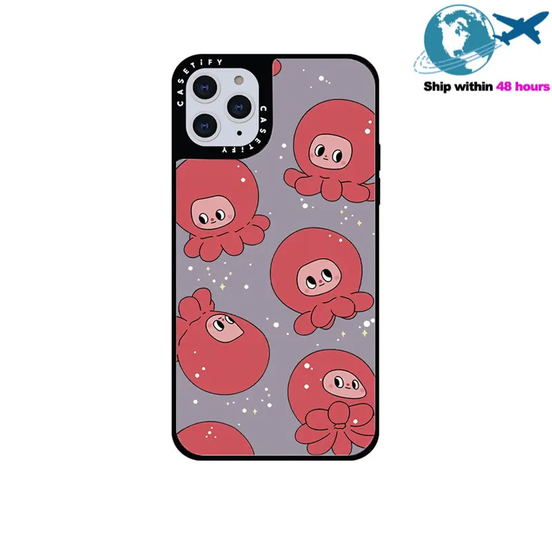 

CASETIFY Red Octopus Mirror Case For IPhone 11 12 13 14ProMax 11 12 13 14Pro XsMax XR 6S 7 8 SE 7P 8P 14Plus Back Cover E0529