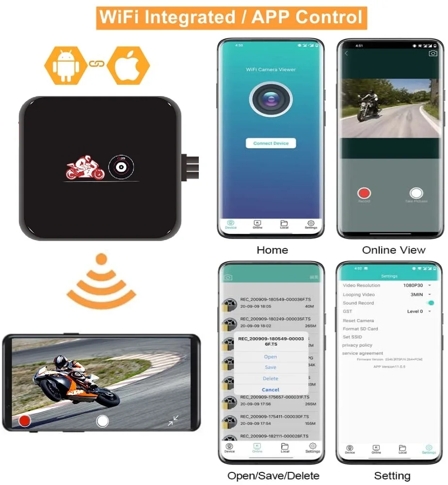 Видеорегистратор для мотоцикла VSYSTO 1080P 140/170 градусов без экрана - купить по