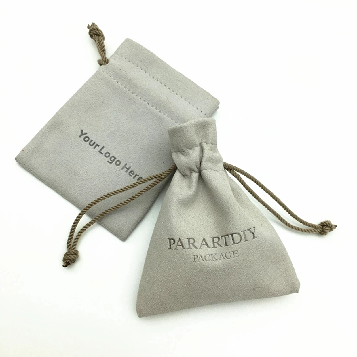 50pcs gray necklace bag custom drawstring custom logo jewelry packaging bag small bag earring packaging bag