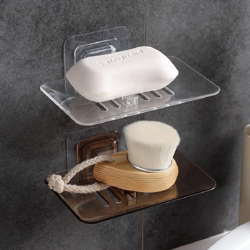 

Bathroom Supplies Soap Box Dish Storage Plate Tray Holder Transparent Case Wall-mounted Soap Holder Bathroom Container Organizer