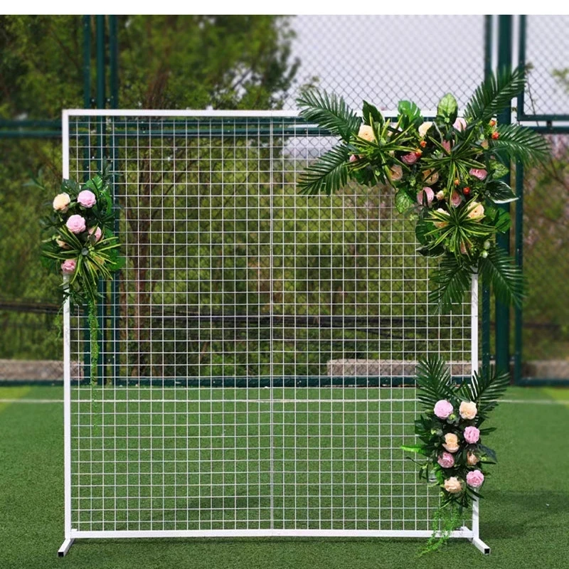 

Square Wedding Wrought Iron Grid Arch Screen Frame Artificial Flower Shelf Party Stage Backdrop Decoration Flower Stand