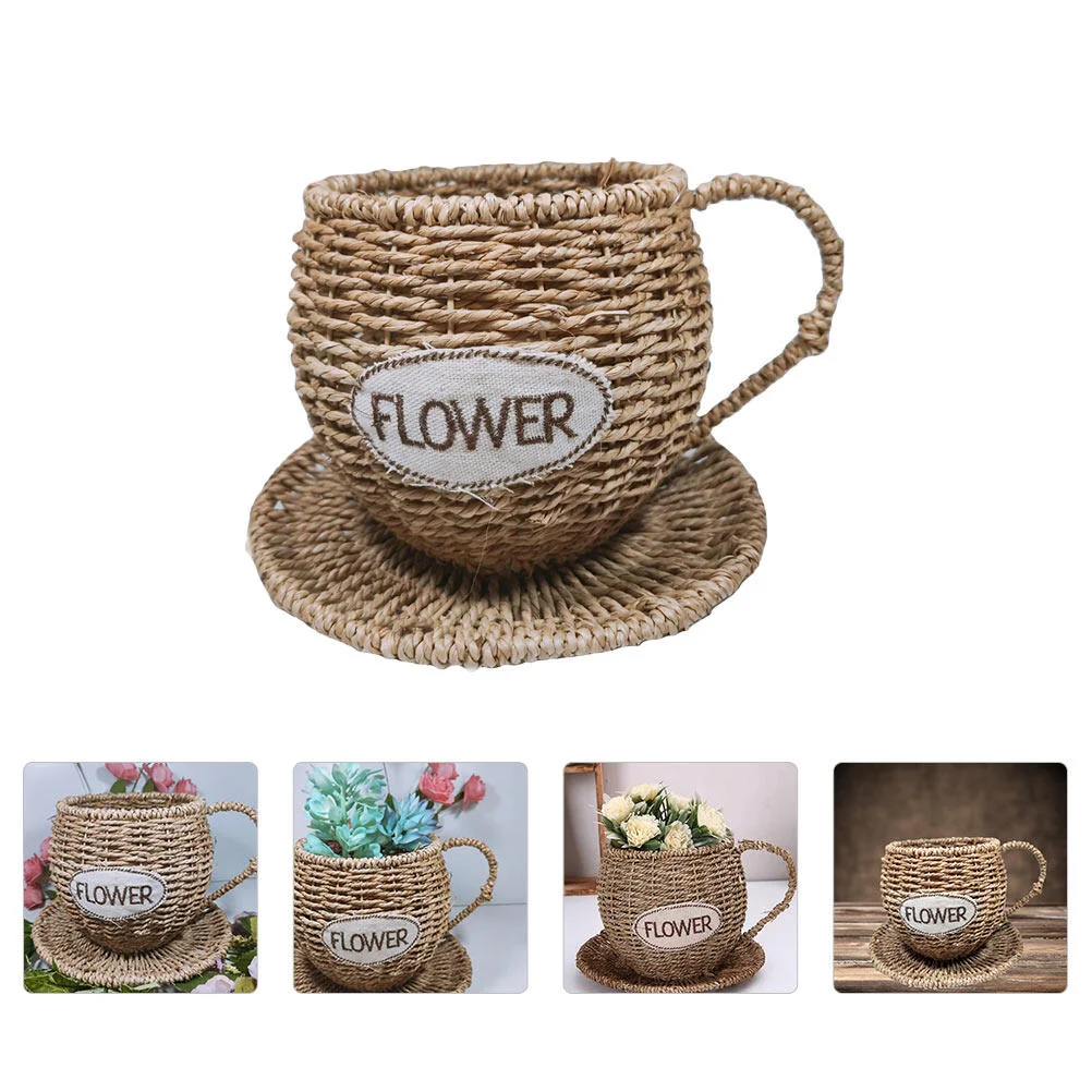 

Flower Pot Stand Woven Home Baskets Indoor Water Grass Flowerpot Tabletop Weaving Multipurpose Natural Toy Container