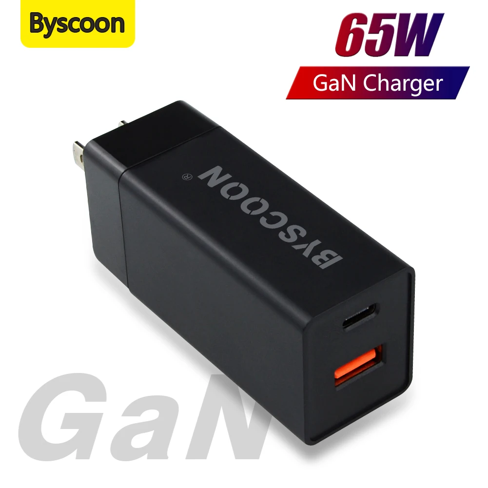 

Byscoon 65W GaN Charger For Xiaomi 11T Redmi Note 10 Pro USB Type C Fast Chargers 2 Port PD QC 3.0 60W Type-C Quick Charge Cable