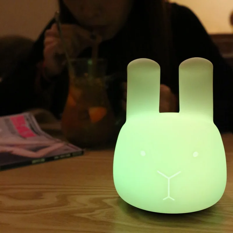 atmosphere lights colorful rabbit patting silicone night lights