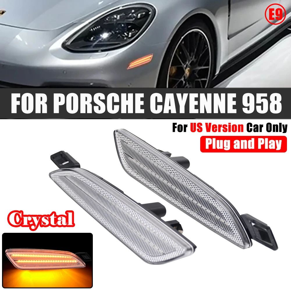 Для версии США Porsche Cayenne 958 2015 2016 2017 2018 2019 Янтарный полностью светодиодный бампер Боковой габаритный указатель поворота