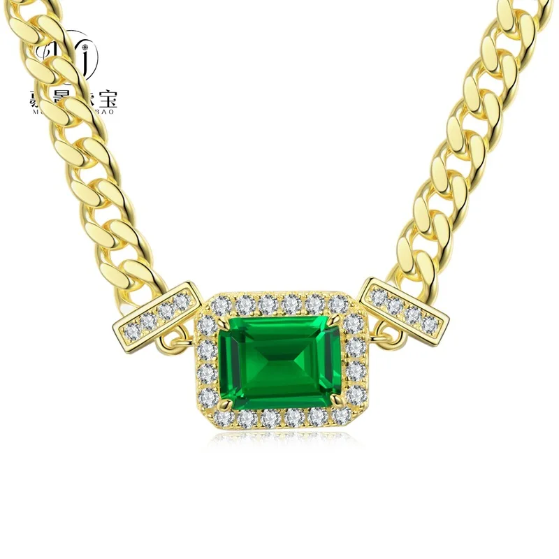 

Женское ожерелье из серебра 925 пробы с зеленым сапфиром, 18 к