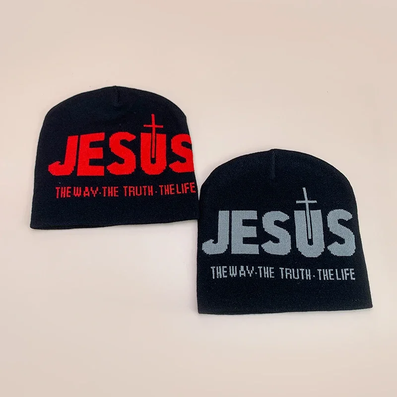 Уличные шерстяные вязаные шапки Y2K с надписью Cross осенне-зимние теплые удобные