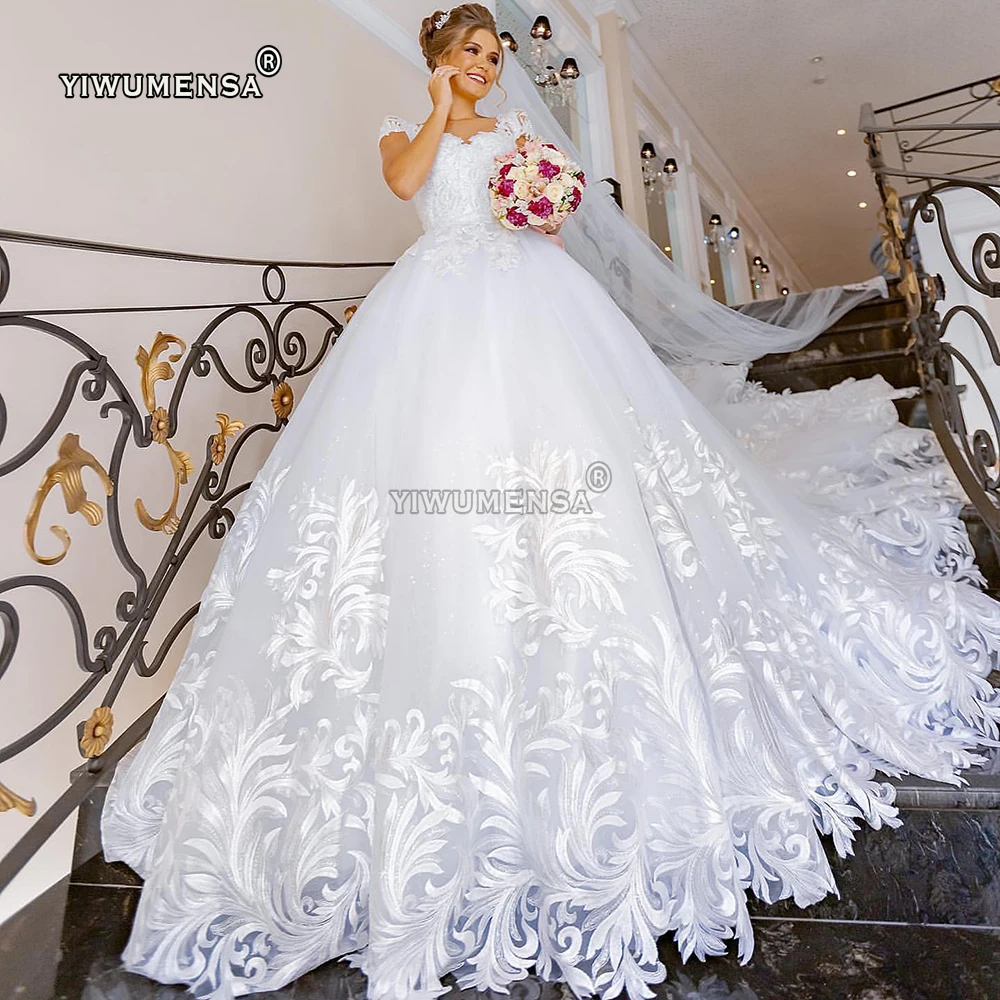 

Блестящие белые свадебные платья, роскошное бальное платье с бисером и кристаллами, свадебное платье, индивидуальная Женская официальная Женская одежда для невесты