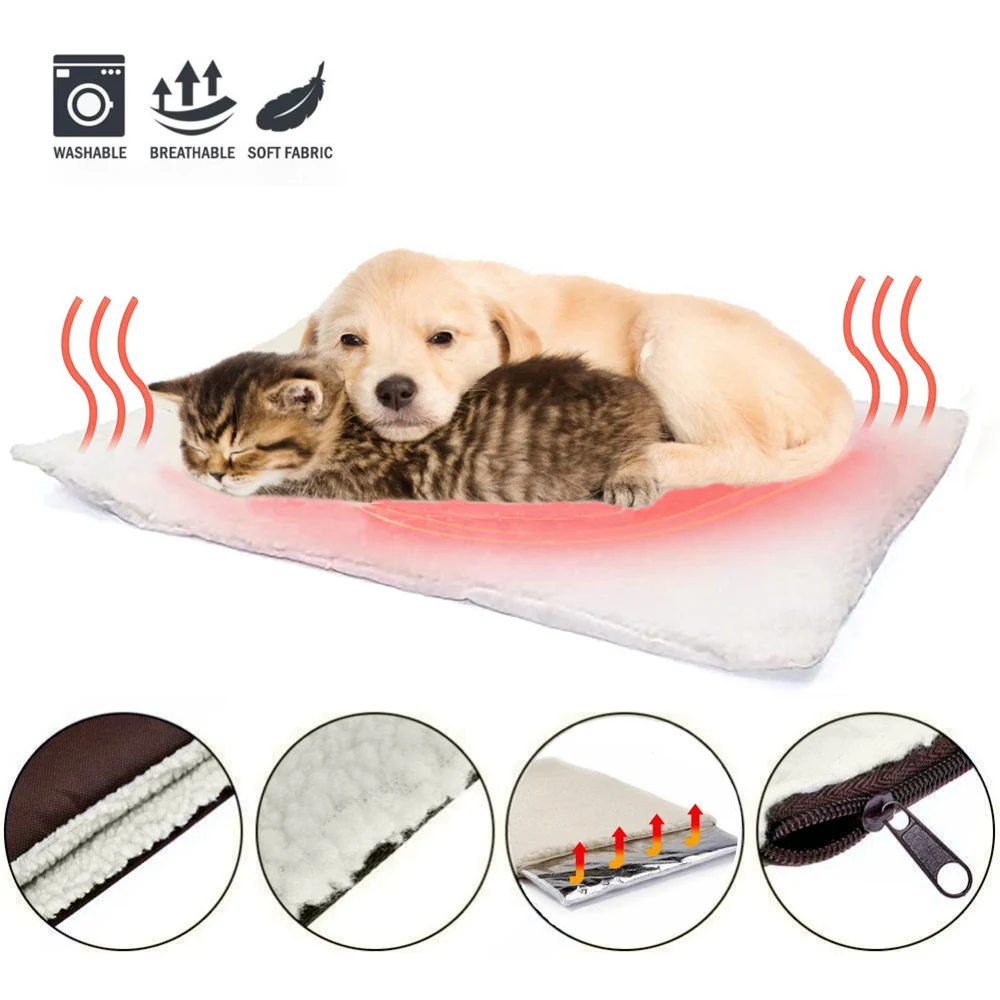 Self-Heating Pet Pads Blanket Puppy Pad Warming Cushion Mat for Cats Dogs Small Pets with Thermal  Body Heat Reflecting Core Pad