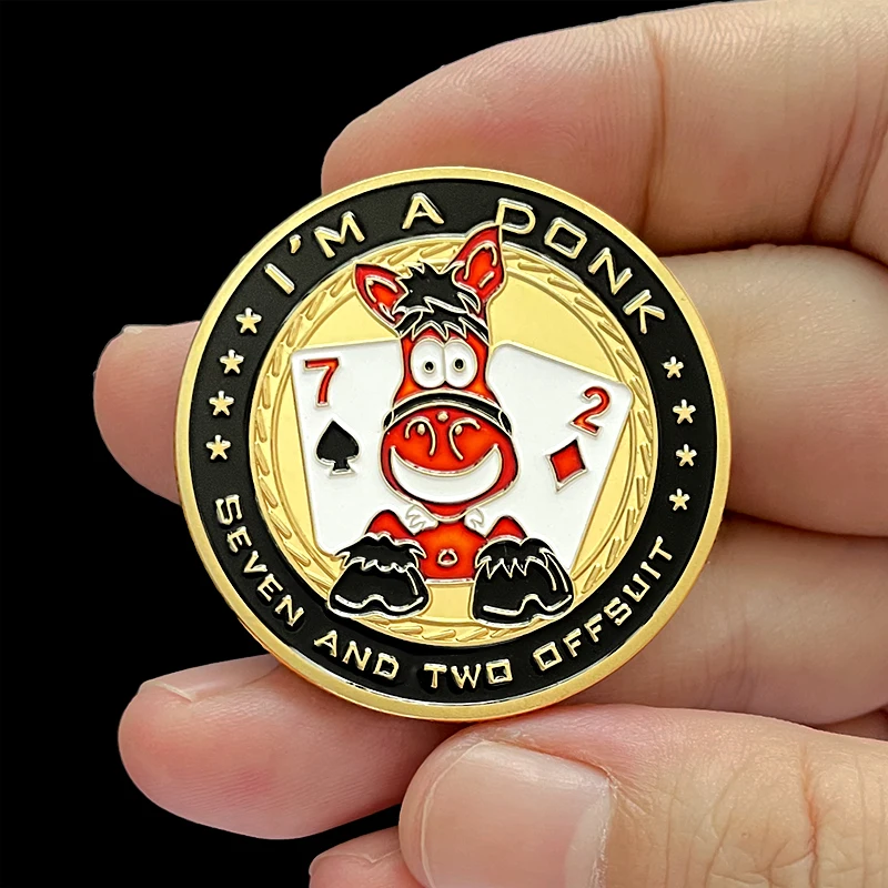 7&2 offsuit porker lead bet gold-plated coins Las Vegas metal lucky coins play chips small gift collection