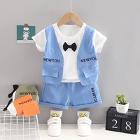 1 3 years old summer new childrens short sleeved suit boys childrens vest t shirt casual two piece suit