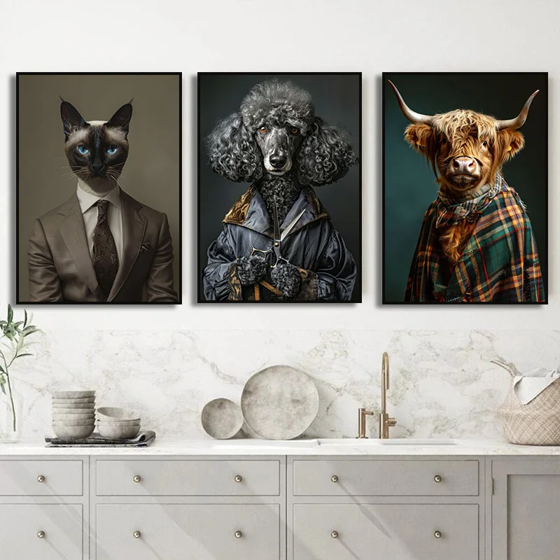 Плакат с Львом в костюме кролик платье Павлин сова корова обезьяна утка лошадь