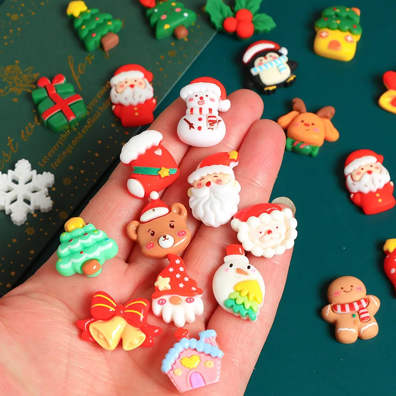 Фото Mini Christmas Snowman Tree Deer Flat Back Charms Resin Cabochons Scrapbooking DIY Handmade Accessories №5