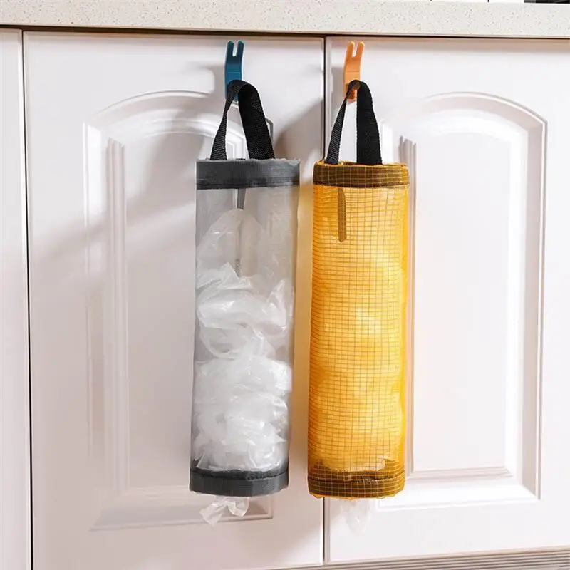 

Grocery Bag Holder Trash Hanging Storage Plastic Bags Kitchen Dispenser Garbage Wall Mounred Grocery Holder Home