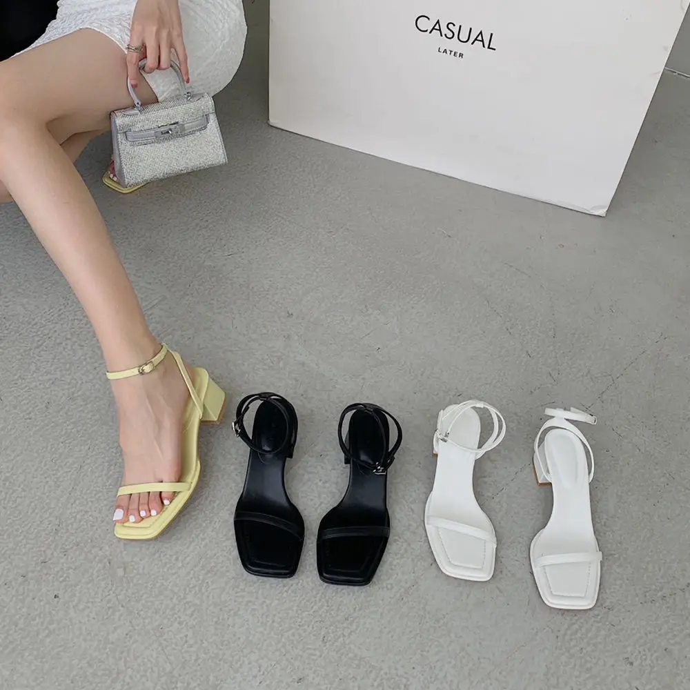 

Сандалии женские на толстом каблуке, с открытым носком и ремешком на щиколотке