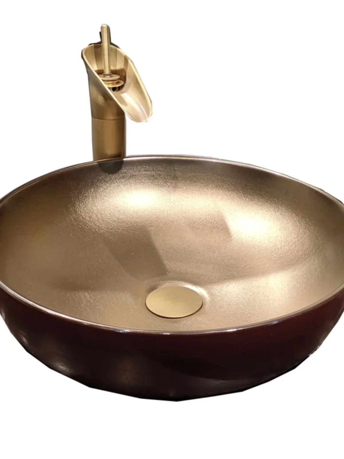 Недорогая Роскошная стильная настольная раковина металлическая глазурованная