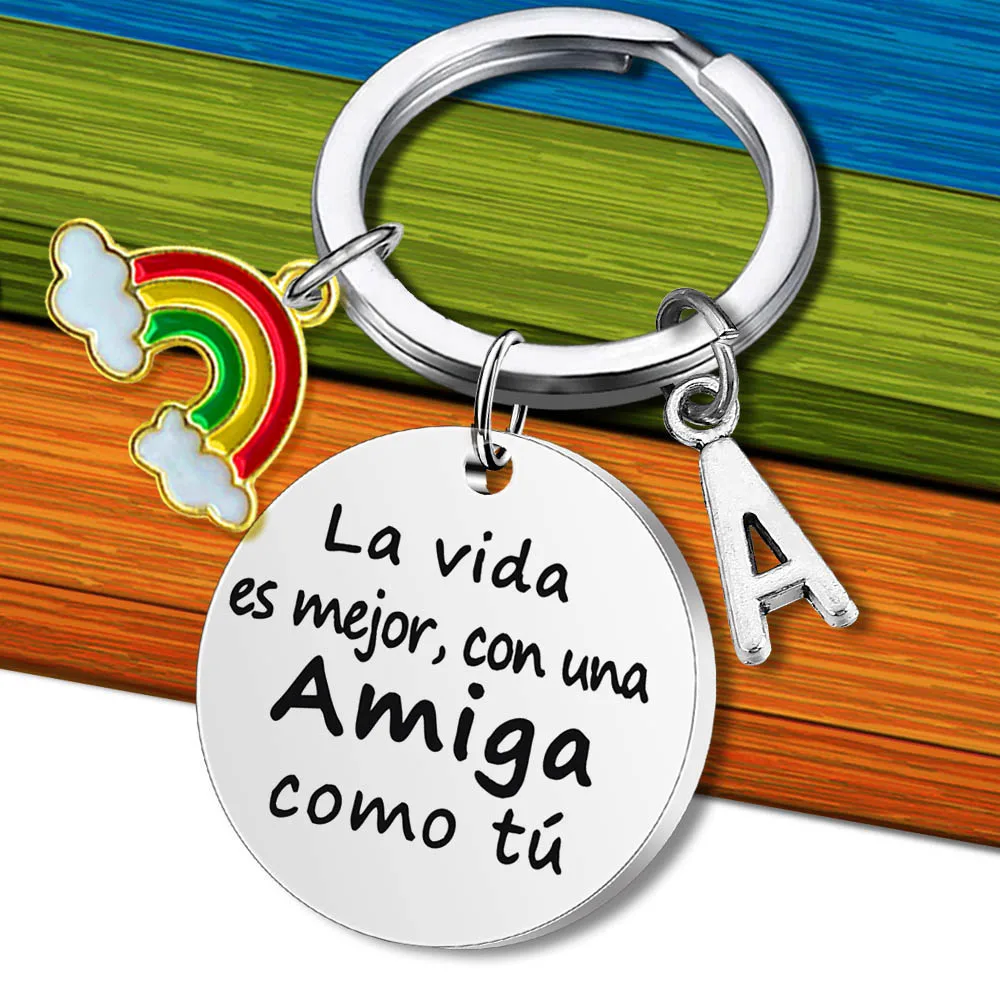 

2022 New Stainless Steel Keychain Spain Amiga Keychain Best Friend Gift Friendship Keychain Birthday Gift Good Luck Wishes