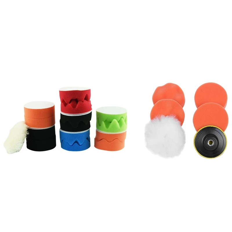

15 Pcs 80Mm (3Inch) Buffing Polishing Sponge Pads Kit & 6Pcs Polishing Buffer Pad Set Kit For Car Polish Tool