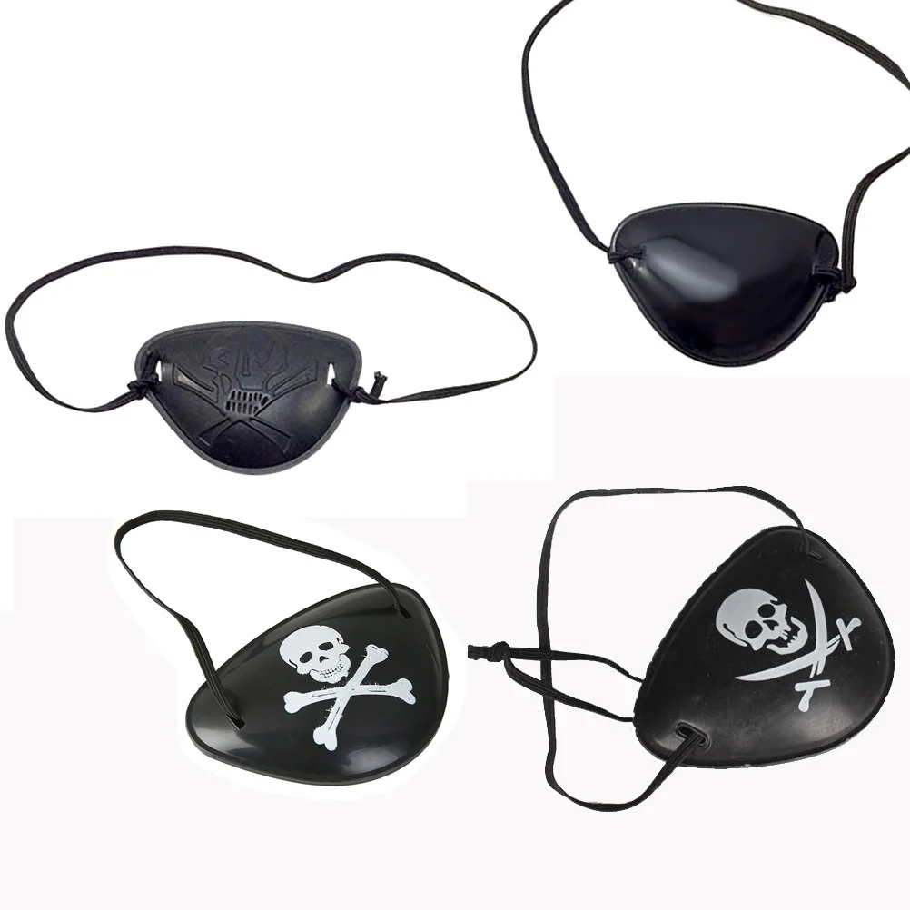 4 шт. черный пластиковый пиратский капитан повязка на глаз череп маска для