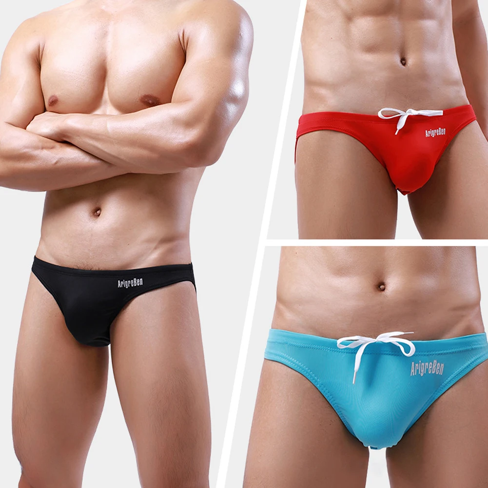

Men's Brief Cut Low Rise Bikini Briefs Swimming Trunks Swim Brief Beach Wear Sexy Stretch Breathable Underwear Men Beach Shorts