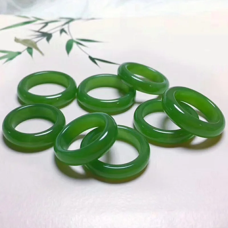 

Natural Green Hand-carved Ring Jade Pendant Fashion Boutique Jewelry Men and Women Ring Gift Accessories