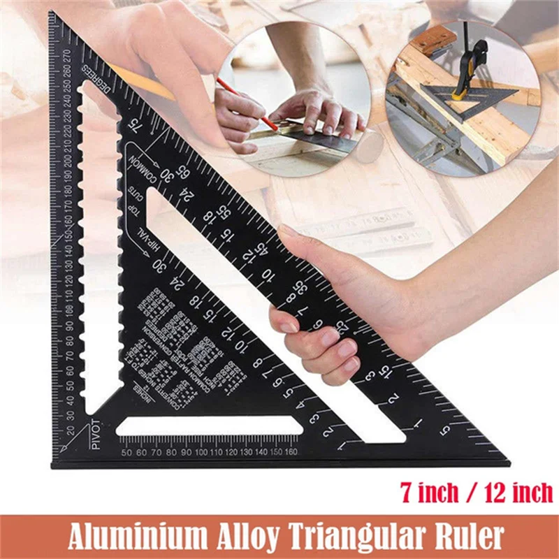 

High Precision Aluminum Alloy Triangle Gauge Angle Ruler Protractor Carpenter Tri-square Line Scriber Measuring Woodworking Tool