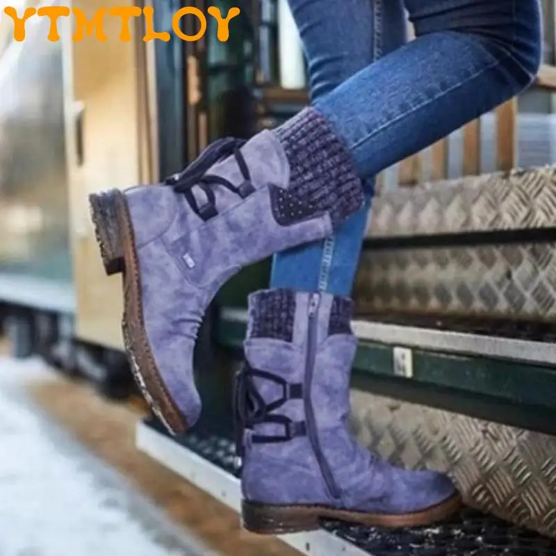 

2021 Ladies Warm Shoes Suede Leather Snow Boots Woman Winter Boots 2020 Winter Women's Shoes Mid Calf Ladies Platform Booties