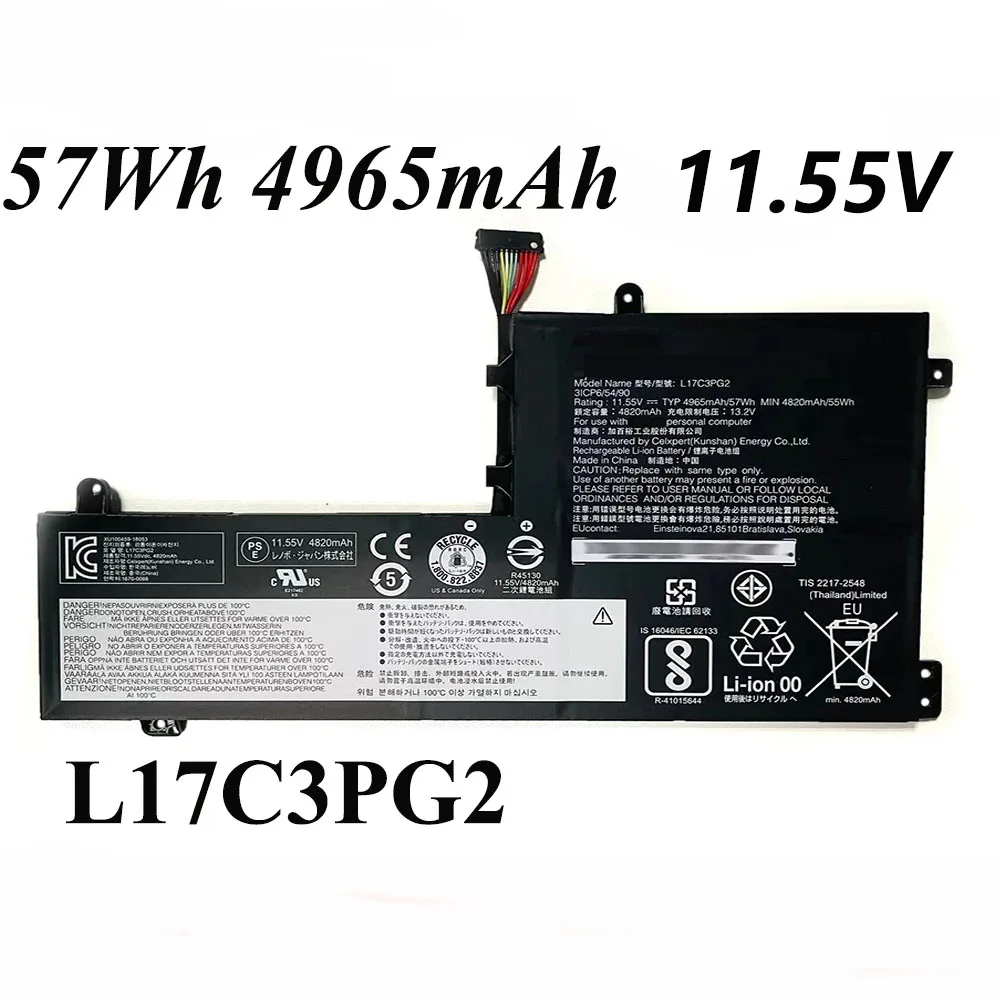 L17C3PG2 L17M3PG1 L17M3PG2 11 55 В 57 Втч 4965 мАч Аккумулятор для ноутбука Lenovo Legion Y530 Y540-15IRH Y7000 Y7000P