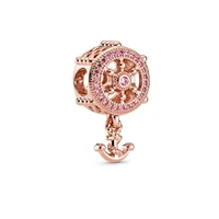 advanced texture 925 sterling silver bead rose helm anchor charm fit original pandora bracelet women jewelry gift