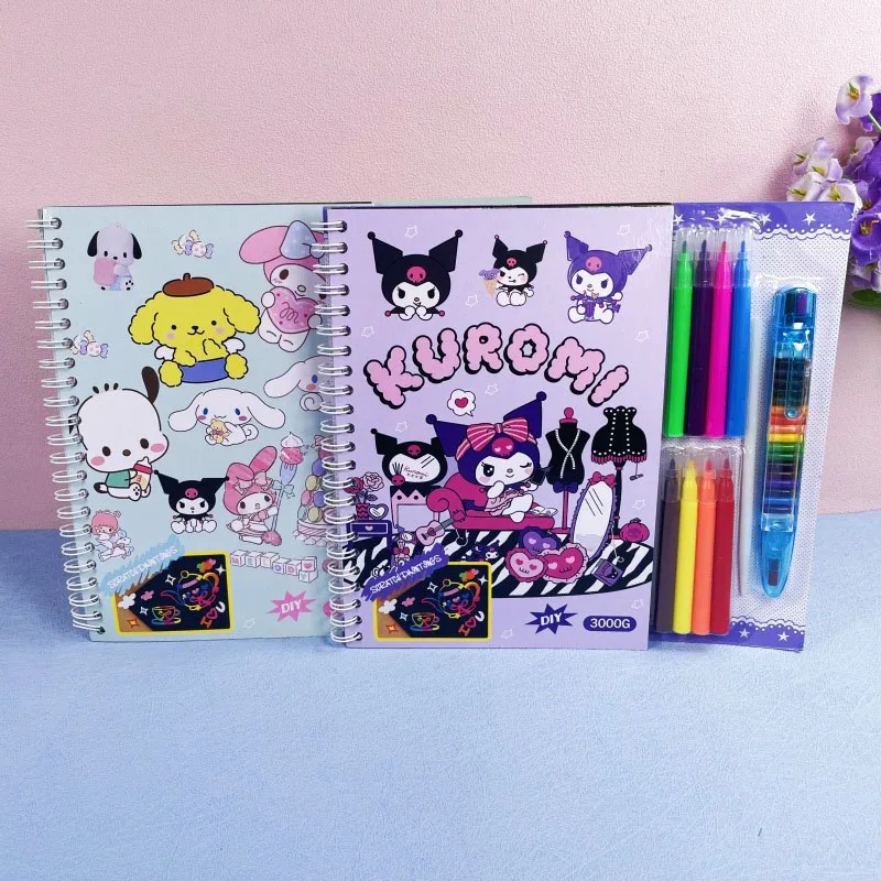 

Sanrio Anime Kuromi Cinnamoroll My Melody Kawaii Doodle Picture Book Children Painting Stationery Supplies Students Gift