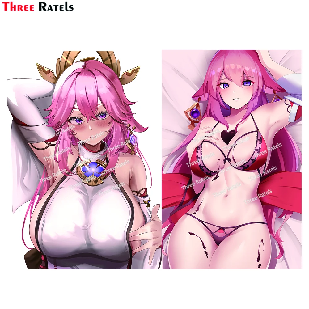 

Three Ratels H426 Сексуальная аниме-девушка Yae Miko Genshin ударные наклейки и Переводные картинки для украшения стен комнаты для девочек виниловый материал
