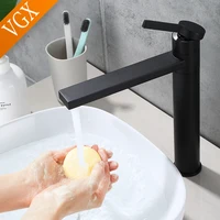 VGX Bathroom Faucets High Basin Mixer Sink Tall Faucet Gourmet Washbasin Taps Water Tap Hot Cold 360° Tapware Crane Brass Black
