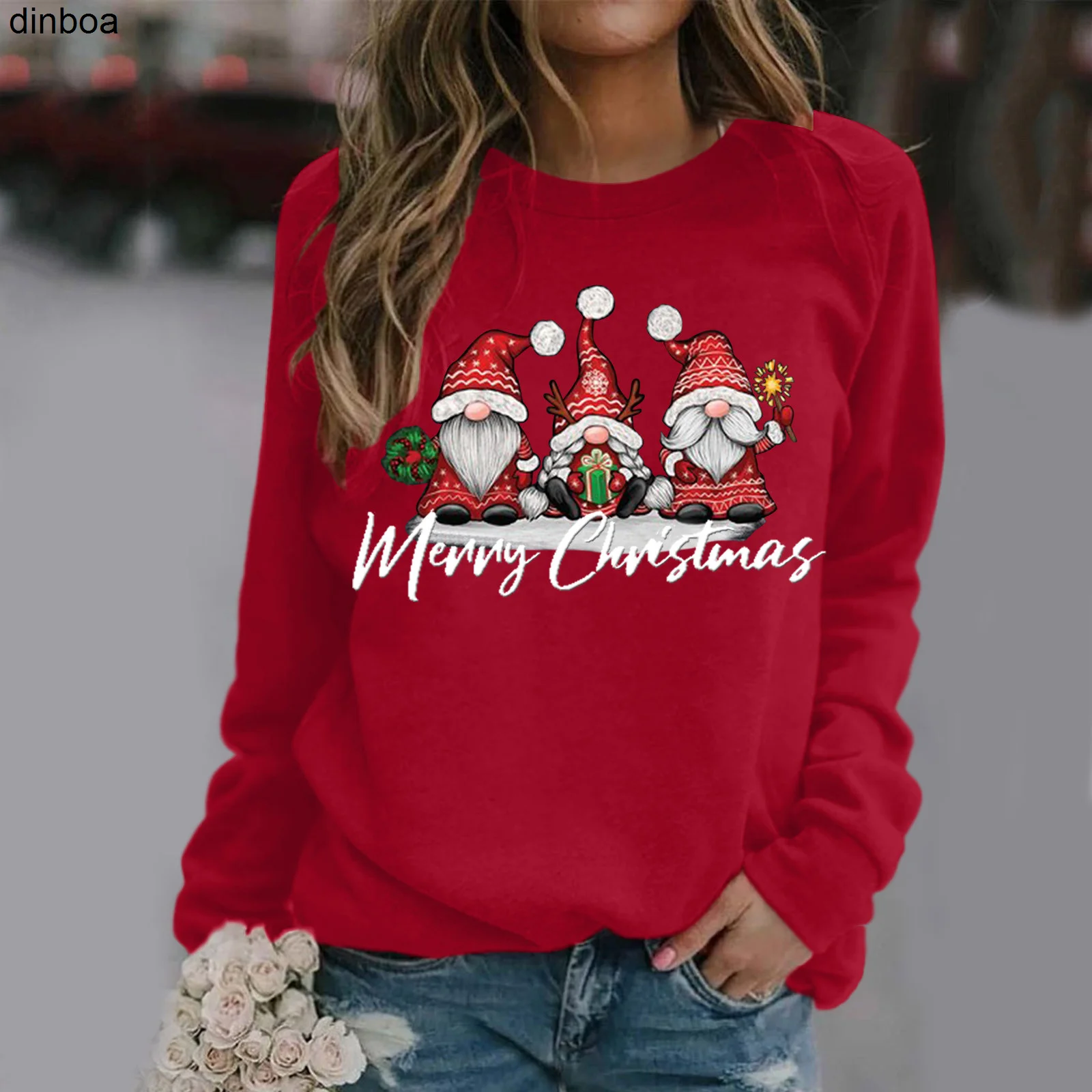 

2022 New Winter Christmas Women Sweatshirt Faceless Top Graphic Print Pullover Tops Ladies Girls Kawaii Y2k Clothes Sweatshirts