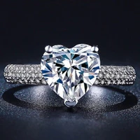 milangirl fashion crystal heart shaped wedding rings womens zircon engagement rings glamour jewelry