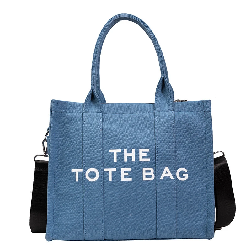 

Вместительная сумка-тоут через плечо для женщин, холщовая дизайнерская сумка через плечо с надписью, брендовая Повседневная Большая Дорожн...