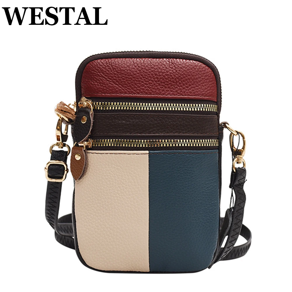 

Модные женские сумочки WESTAL, мини сумки на плечо, маленькие сумки через плечо, кожаный кошелек на молнии для телефона и запястья, женская сумка
