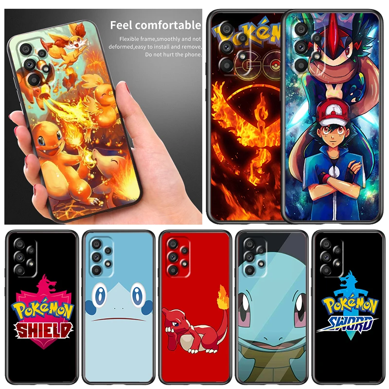 

Cute Cartoon Pokémon Art Phone Case For Samsung A73 A72 A71 A54 A53 A52 A51 A42 A33 A32 A23 A22 A21S A13 A04 A03 5G Black