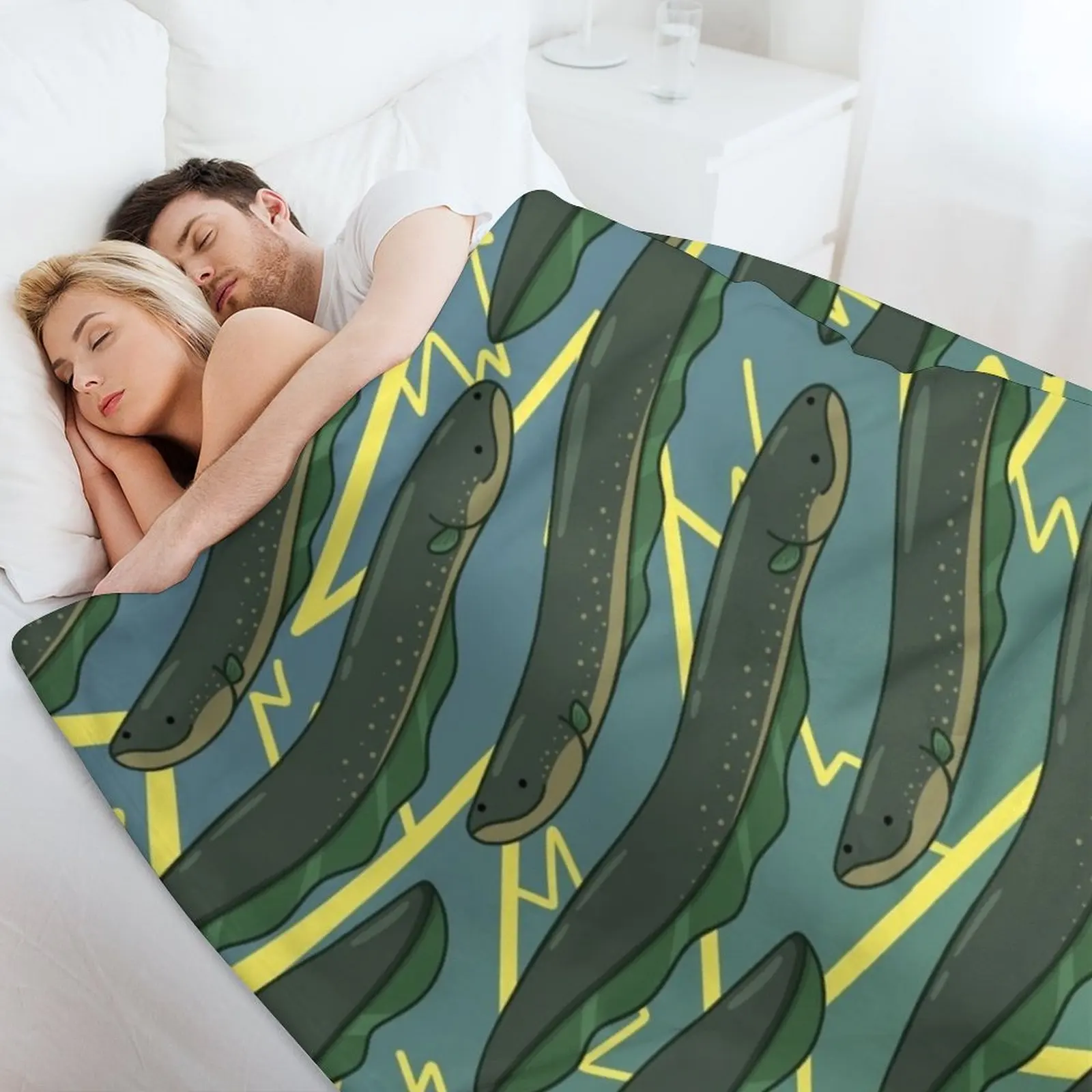 Одеяло с электрическим угрем забавный подарок мягкие клетчатые очень большие