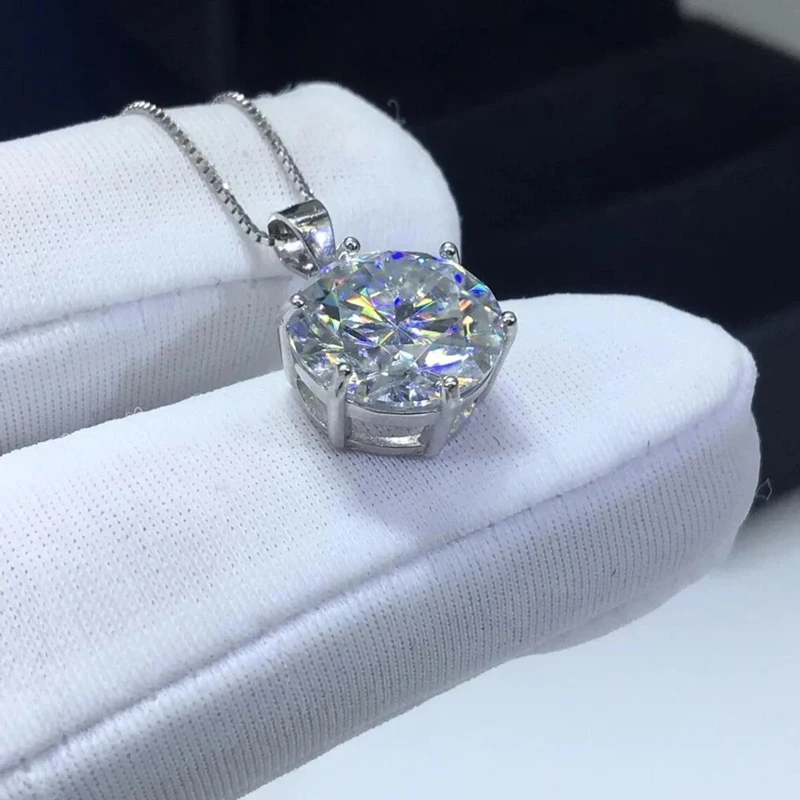 Фото RAPRGOLD Многоразмерные колье-солитеры с муассанитом для женщин, простые подвески на цепочке, подарок для подруги, ювелирное украшение на шею с сертификатом GRA №3