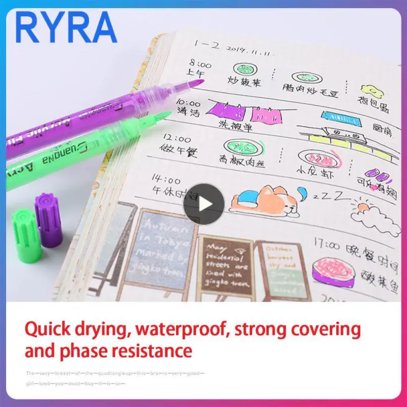 

1/Fluorescent Marker Quick-drying Waterproof Multicolor Fine Art Graffiti Acrylic Marker Highlighter Student Stationery