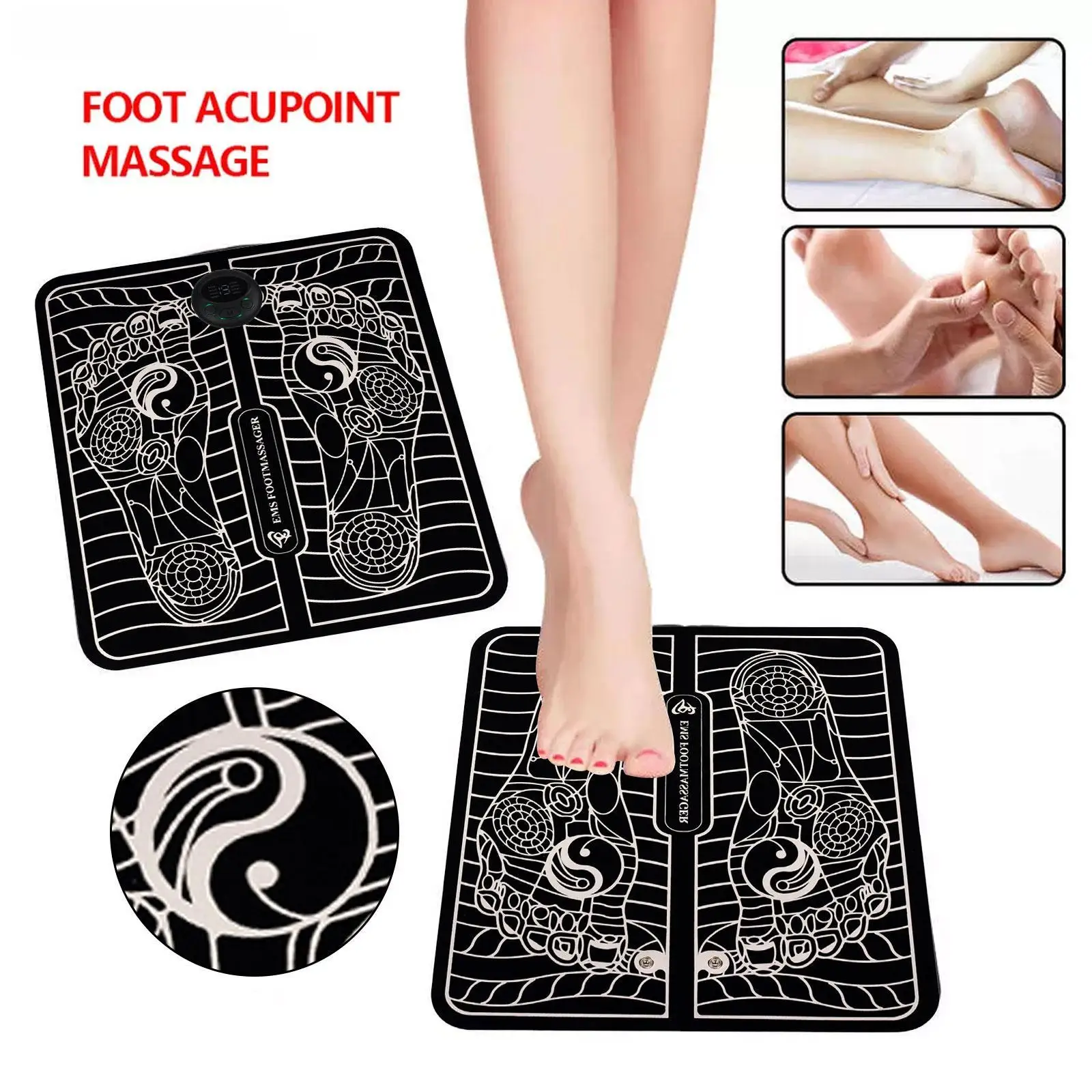 

EMS Electric Foot Stimulation massager Pad Folding Portable mats Fully Automatic Circulation Massage Body Machine for Men&Women